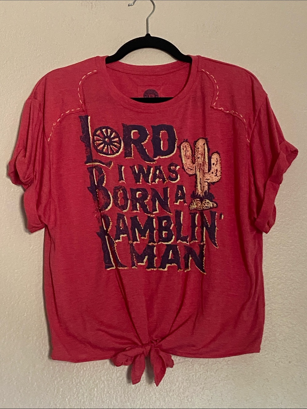Double D Ranch Short Sleeve Tee Lord I was Born a Rambling Man, Size XL